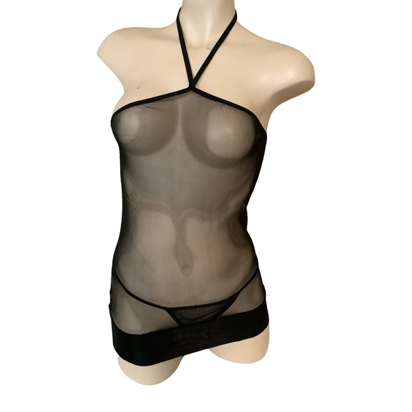 Mesh W/Satin Trim Size S/M Black Dress Neck Tie & Matching G-String.
New - Picture 1 of 6